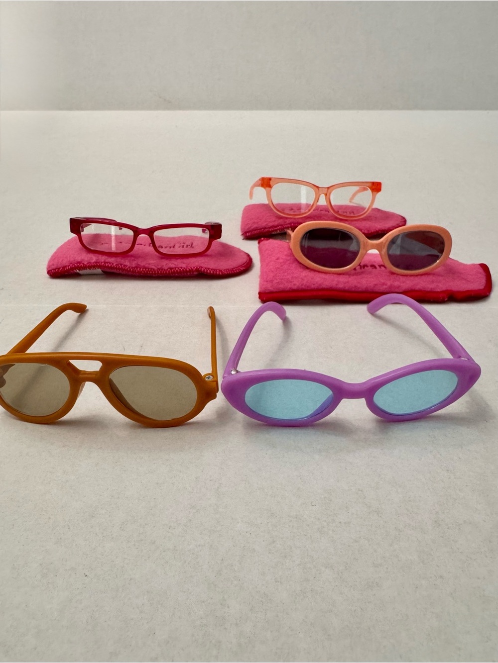 American Girl 18” Doll Five Pair Glasses and Sunglasses, Two Pair 3D Glasses